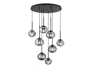 Ondaluce 8-arm pendant lamp Nero Jewel